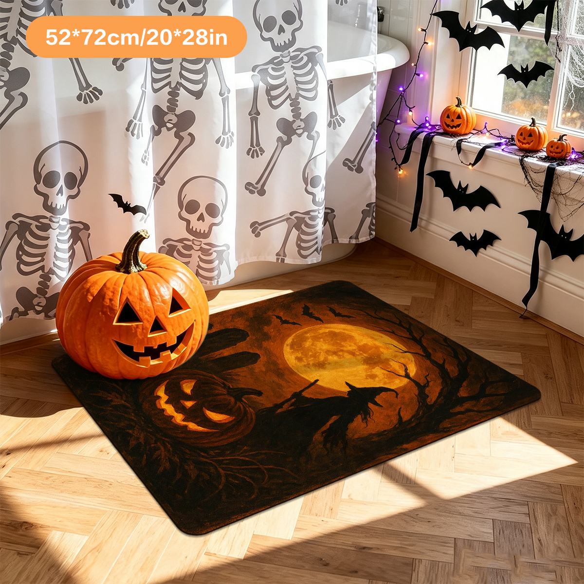 Halloween Ghost Pumpkin Combo Bathroom Floor Mat