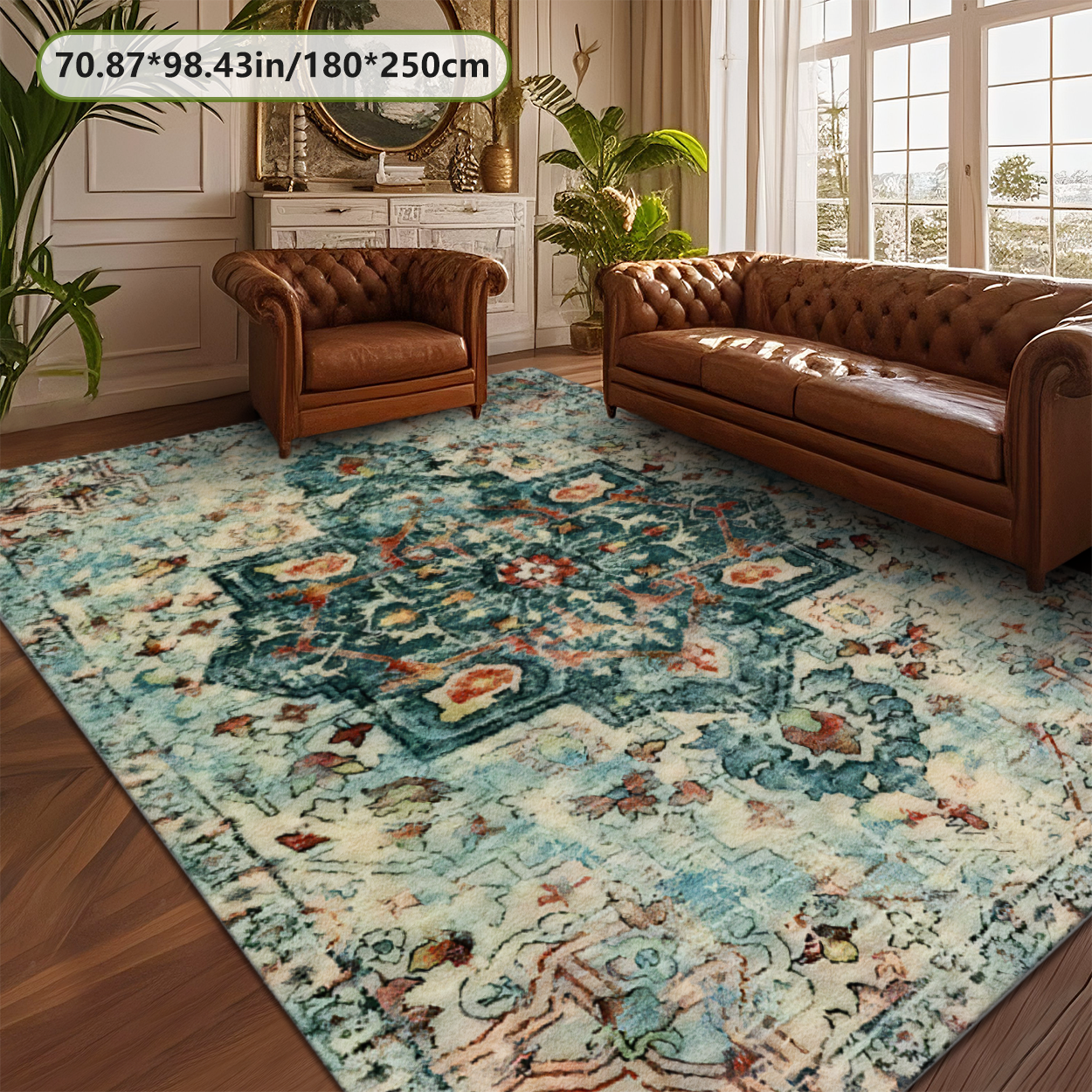 Modern Living Room Rug Shiny Easy Clean Carpet