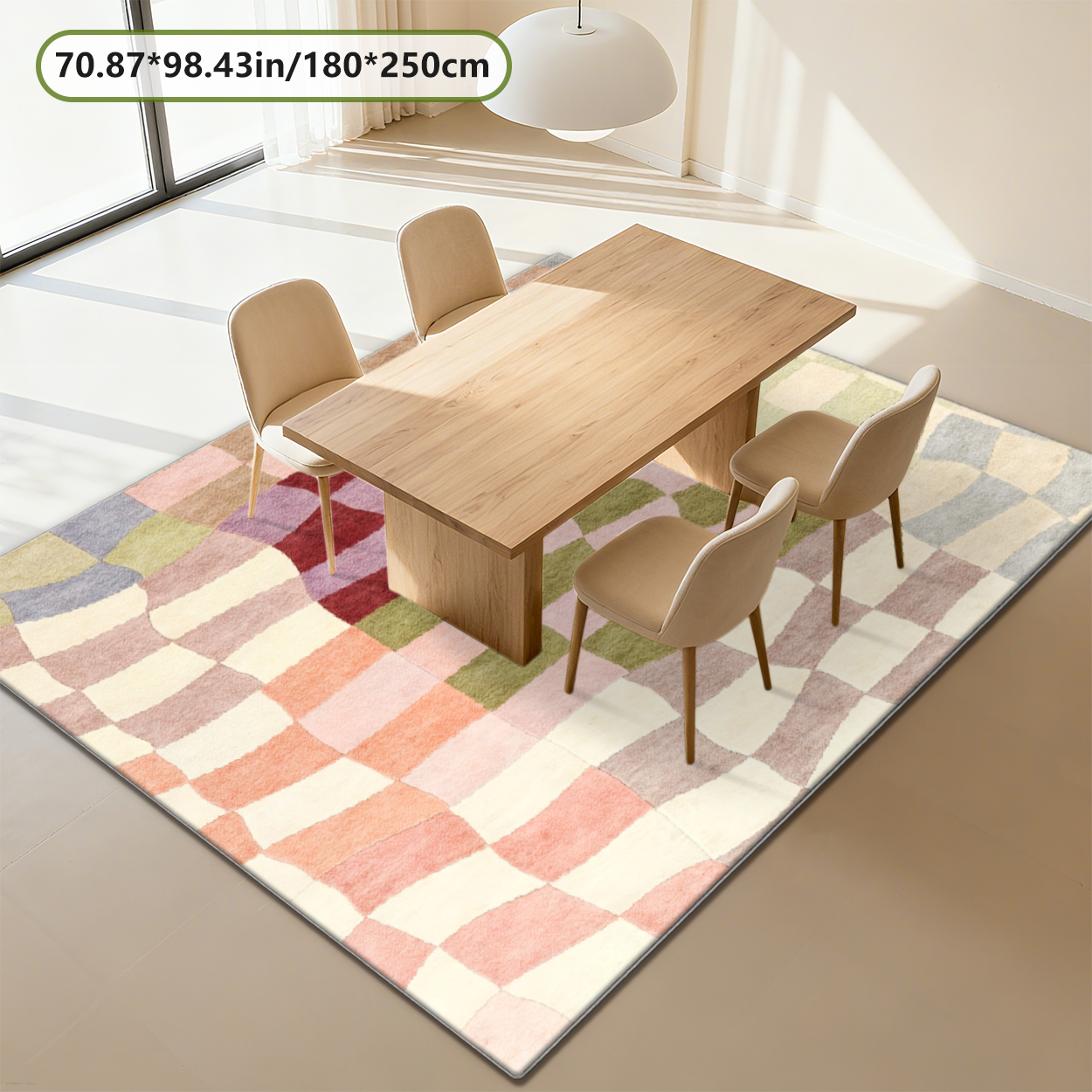 Scandinavian Minimalist Living Room Rug Breathable Thin Carpet