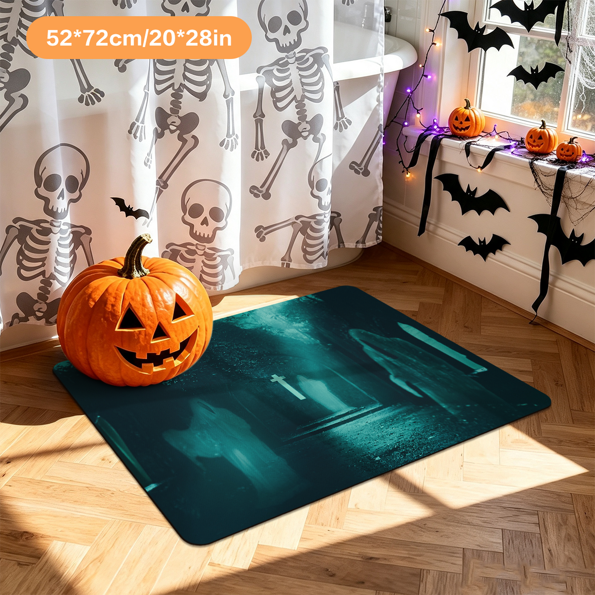 Ghost Pattern Halloween Absorbent Bathroom Rug