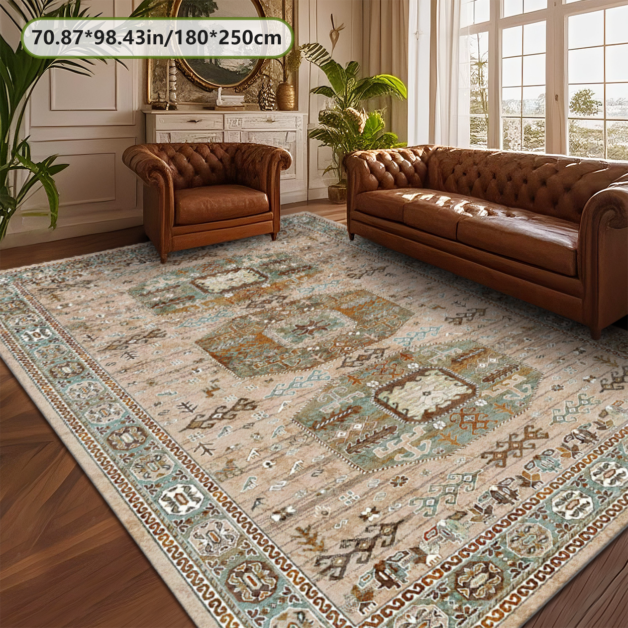 Farmhouse Vintage Living Room Rug Washable Carpet