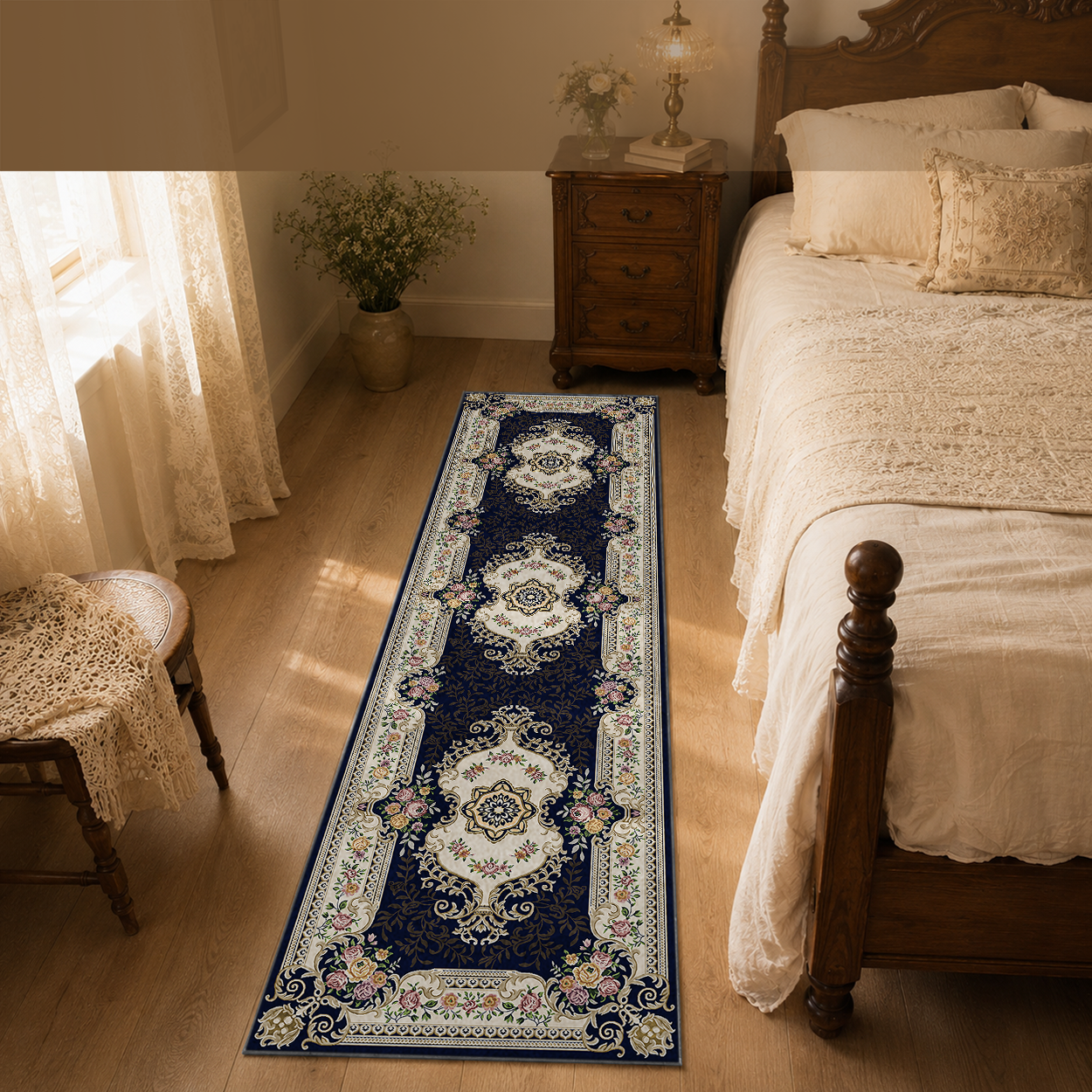 Chinese Imperial Style  Runner Rug Non Shed Woven Hallway Decor Carpet