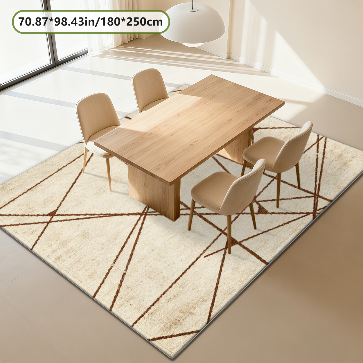 Modern Geometric Living Room Rug Warm Low Pile Carpet