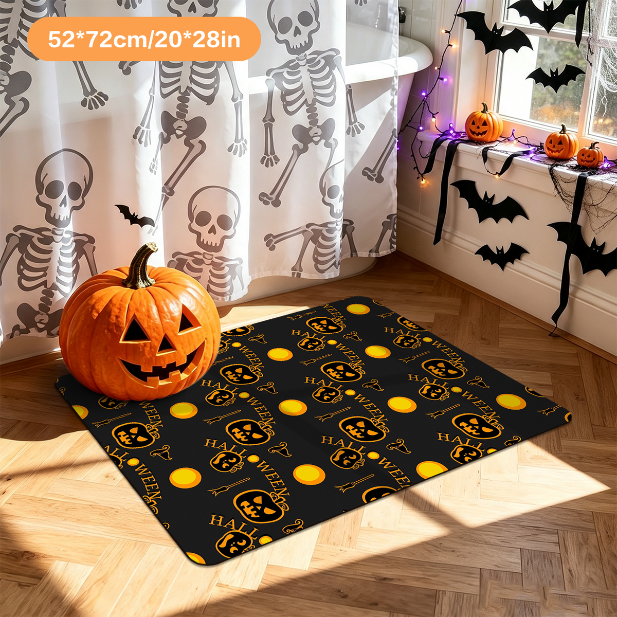 Fun Halloween Cartoon Bath Mat for Bathroom