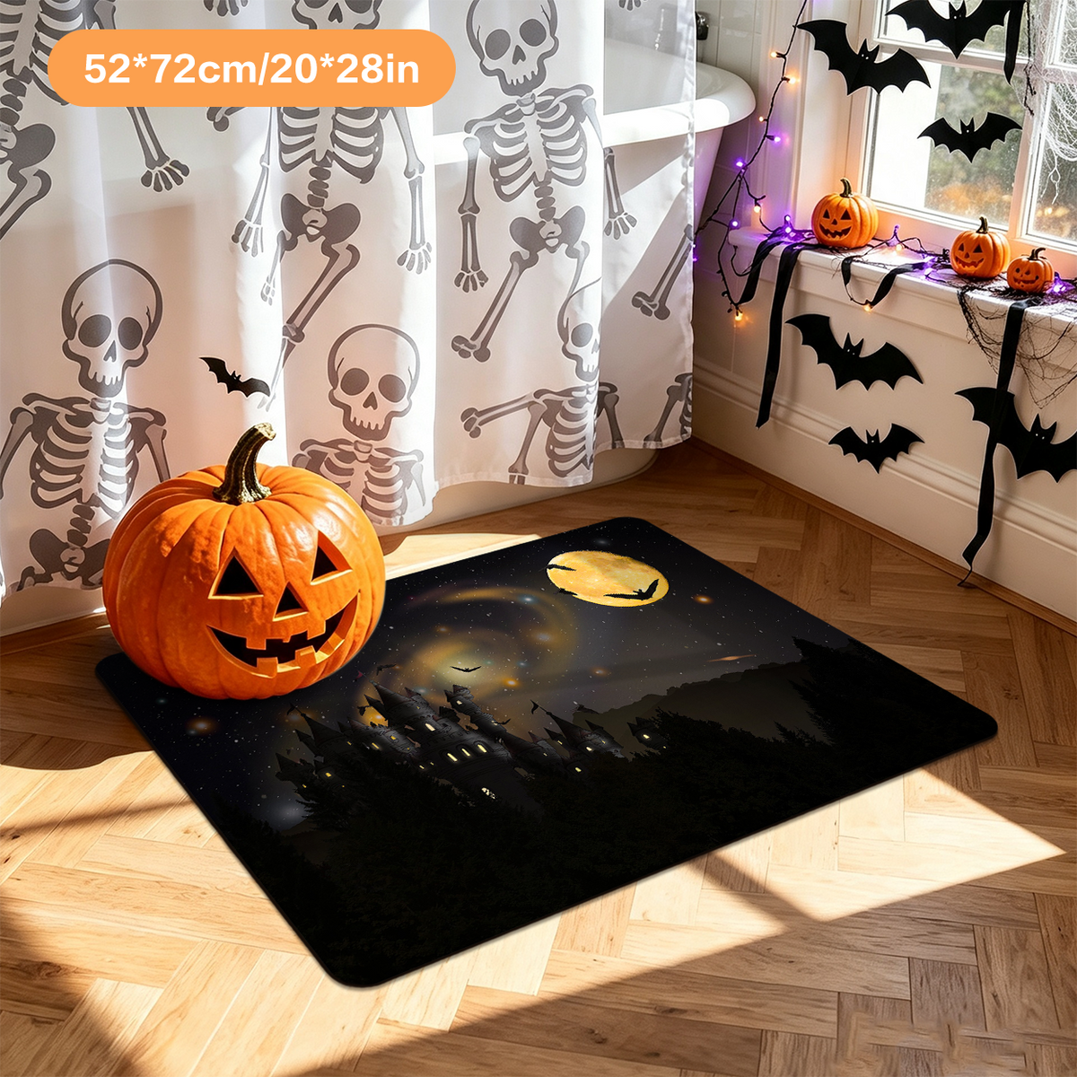 Halloween Horror Element Bathroom Rug for Guest Bath