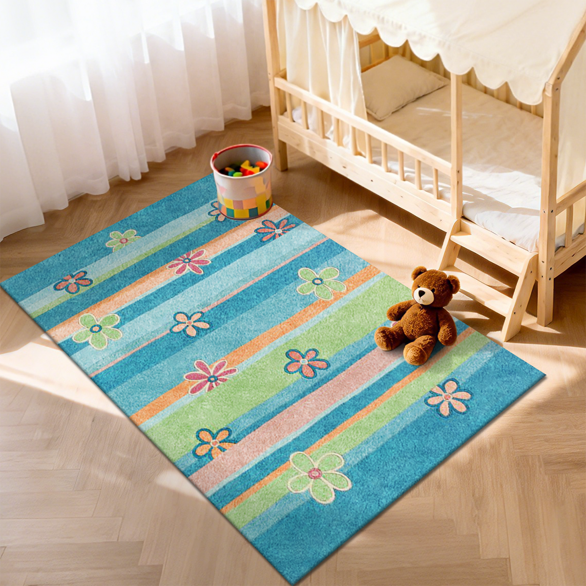 Washable Animal Print Nursery Rug for Baby Room