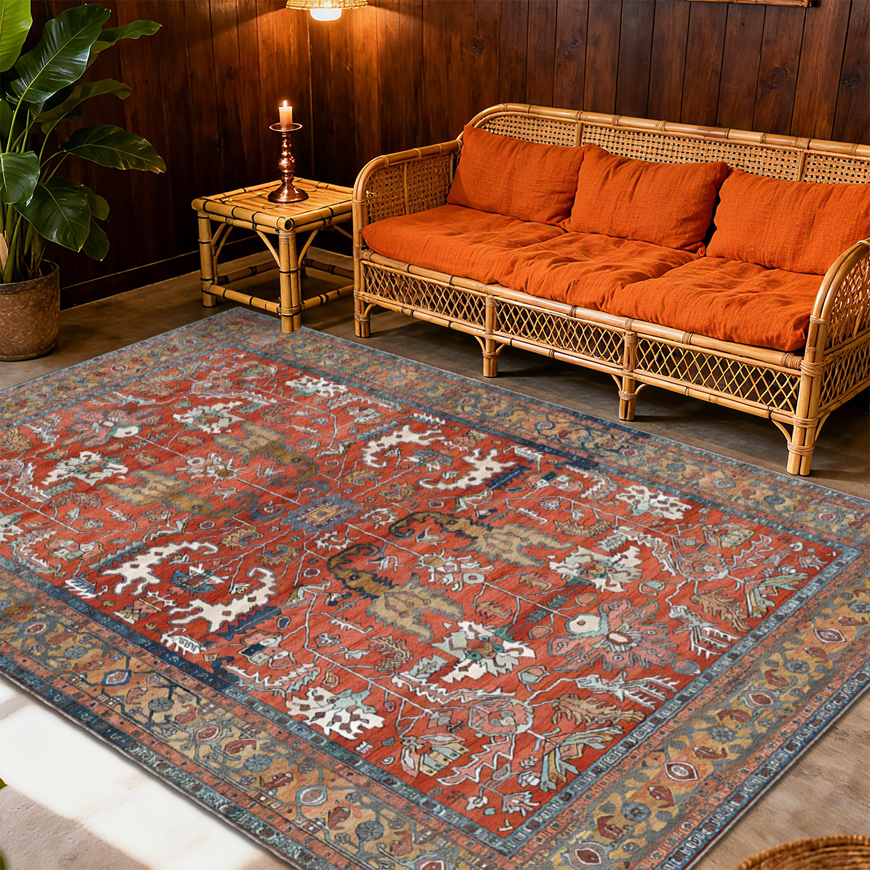 Neutral Soft Living Room Area Rug Anti Slip Washable Carpet