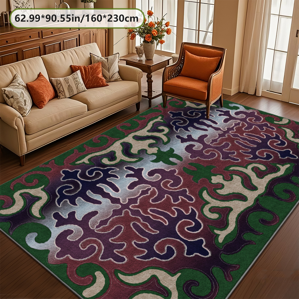 Living Room Rug Farmhouse Style Non Slip Carpet
