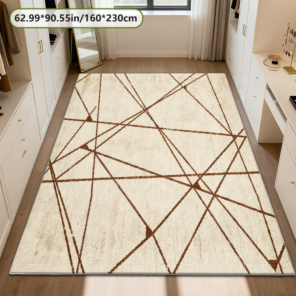 Modern Geometric Living Room Rug Warm Low Pile Carpet
