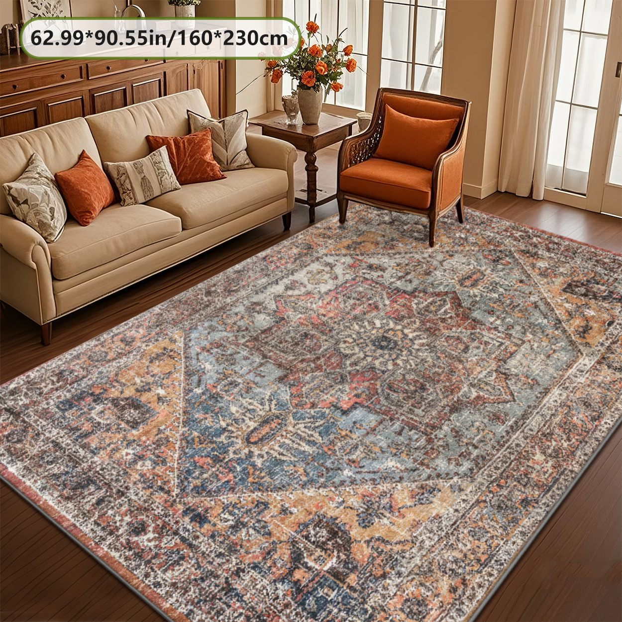 Grey Border Living Room Rug Elegant Indoor Floor Carpet