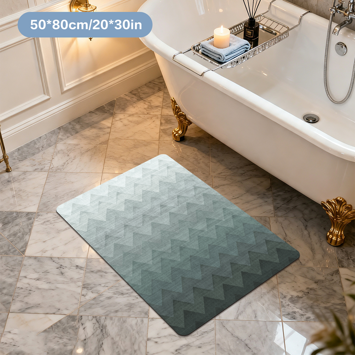 Non Slip Bath Mat Rubber Backing Grip Safety Bathroom Floor Mat