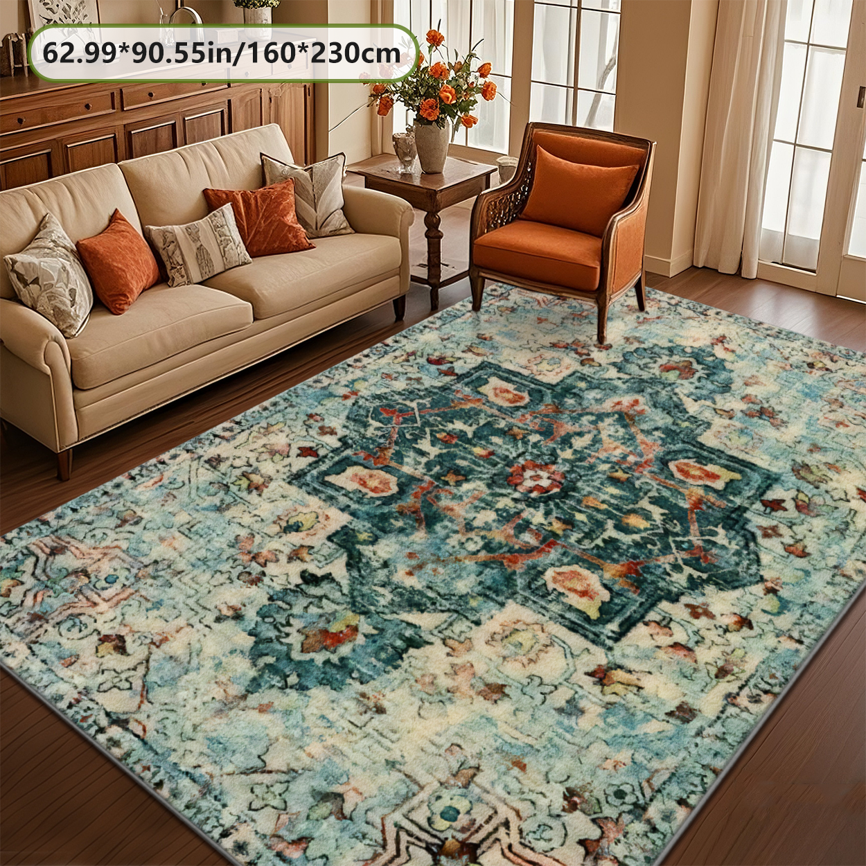 Modern Living Room Rug Shiny Easy Clean Carpet