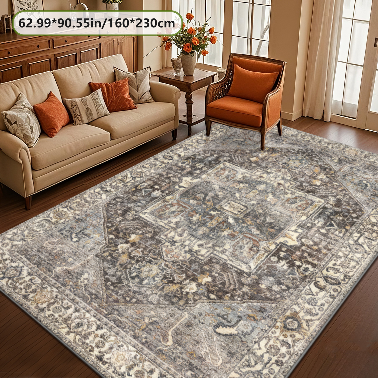 Living Room Rug Pet Safe Low Pile Decor Carpet