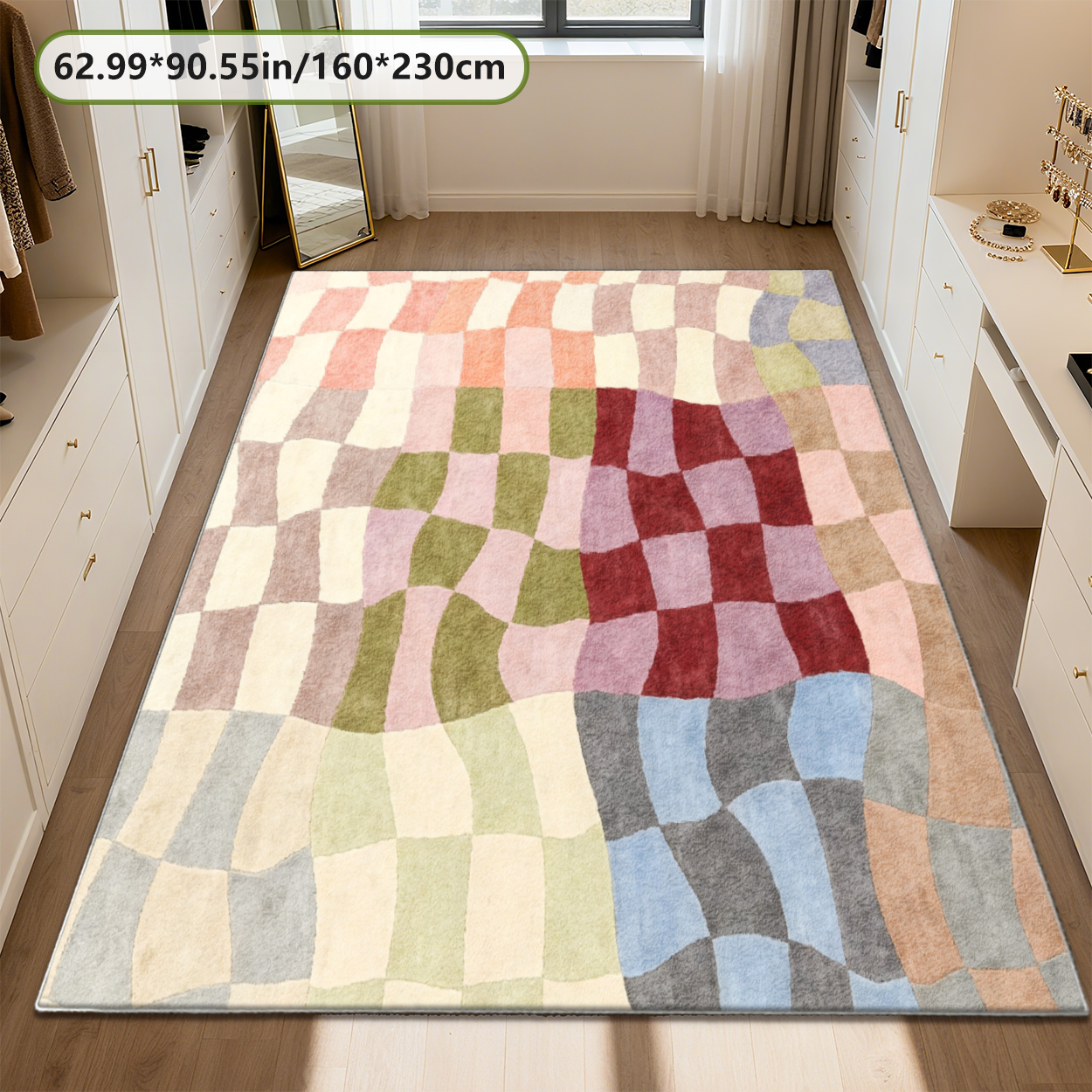 Scandinavian Minimalist Living Room Rug Breathable Thin Carpet