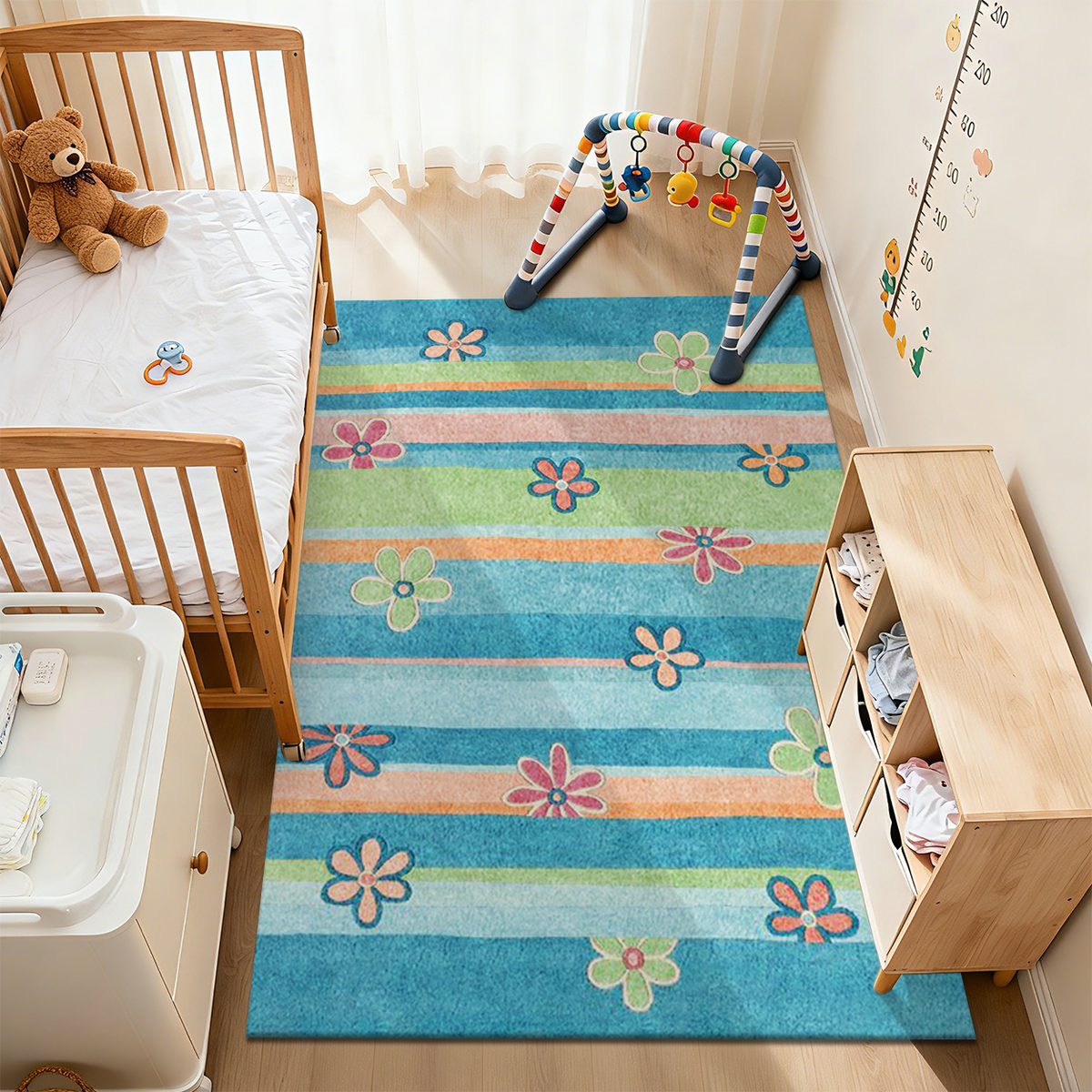 Washable Animal Print Nursery Rug for Baby Room