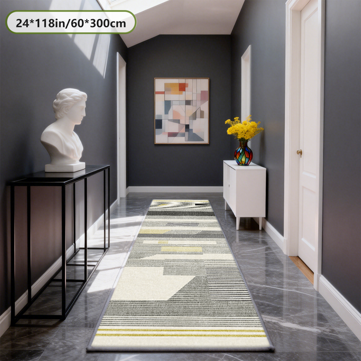 Non Slip Hallway Runner Rug Low Pile Entryway Carpet