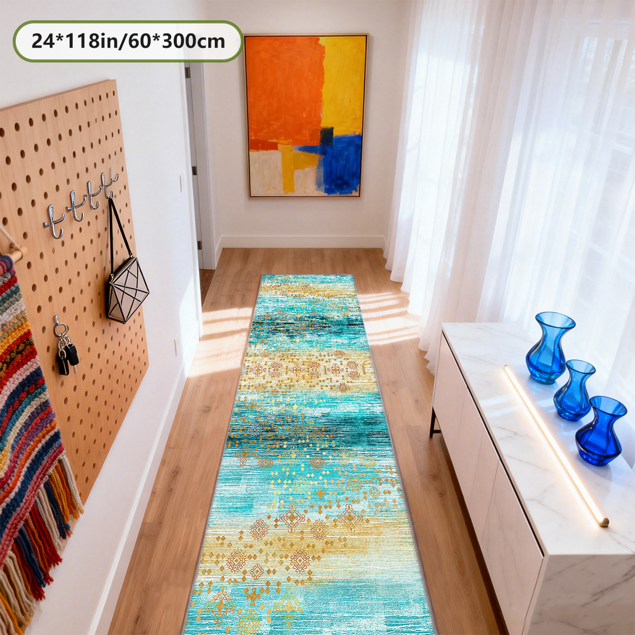 Pet Friendly Runner Rug Scratch Resistant Washable Hallway Carpet