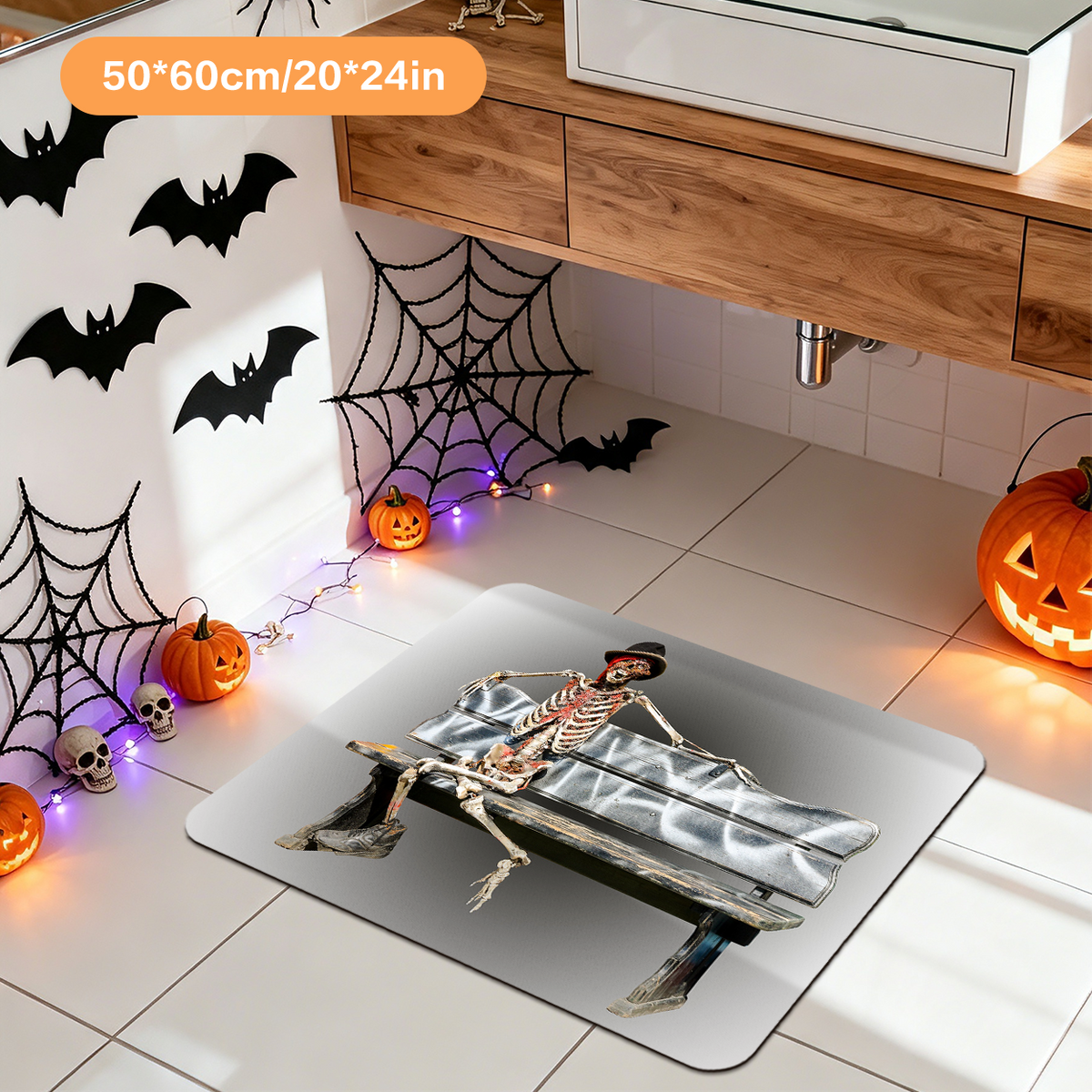 Vintage Halloween Style Absorbent Bath Mat