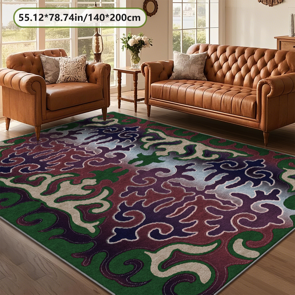 Living Room Rug Farmhouse Style Non Slip Carpet