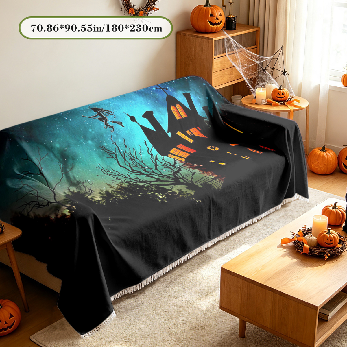 Trick or Treat Halloween Sofa Cover Holiday Slogan Spooky Couch Slipcover