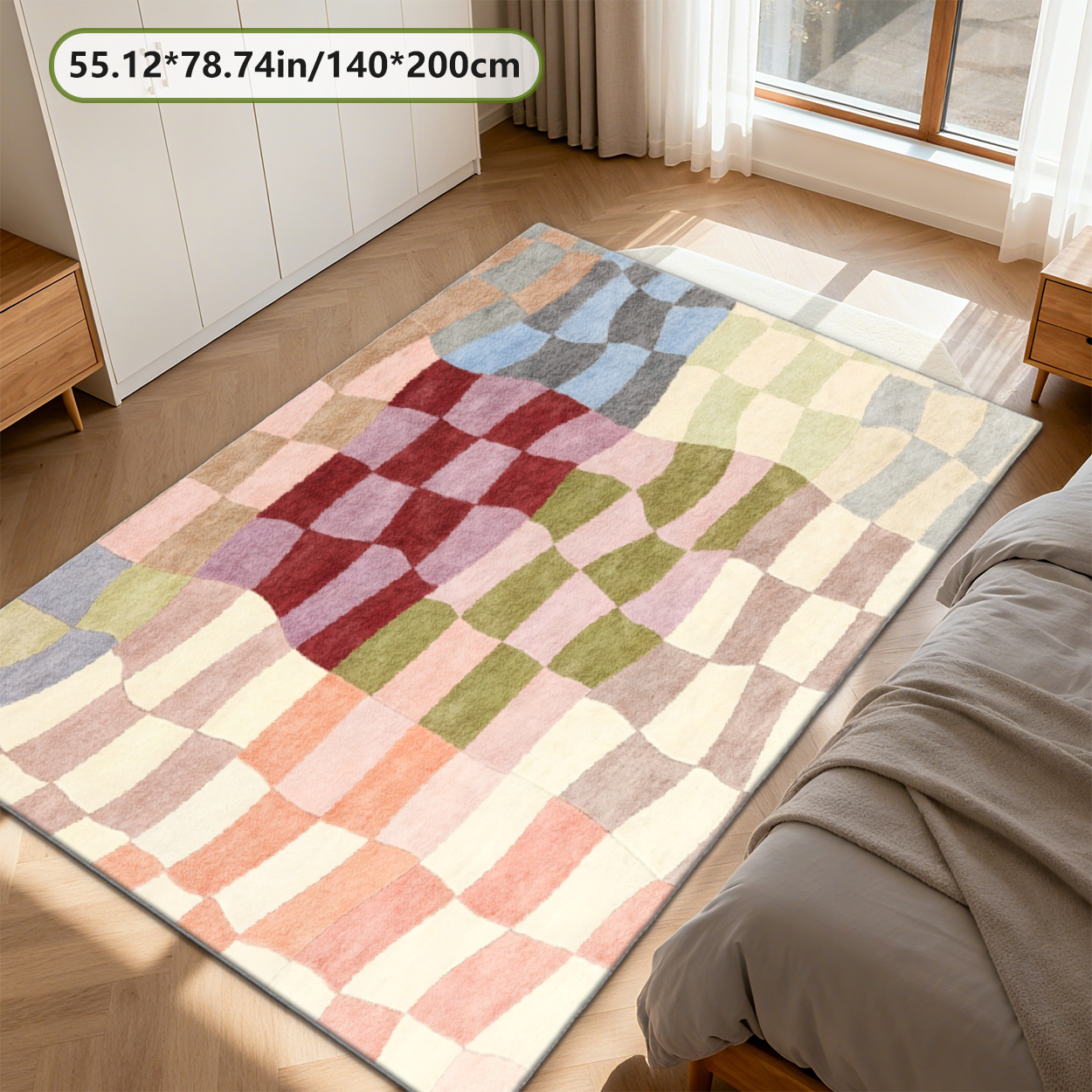 Scandinavian Minimalist Living Room Rug Breathable Thin Carpet