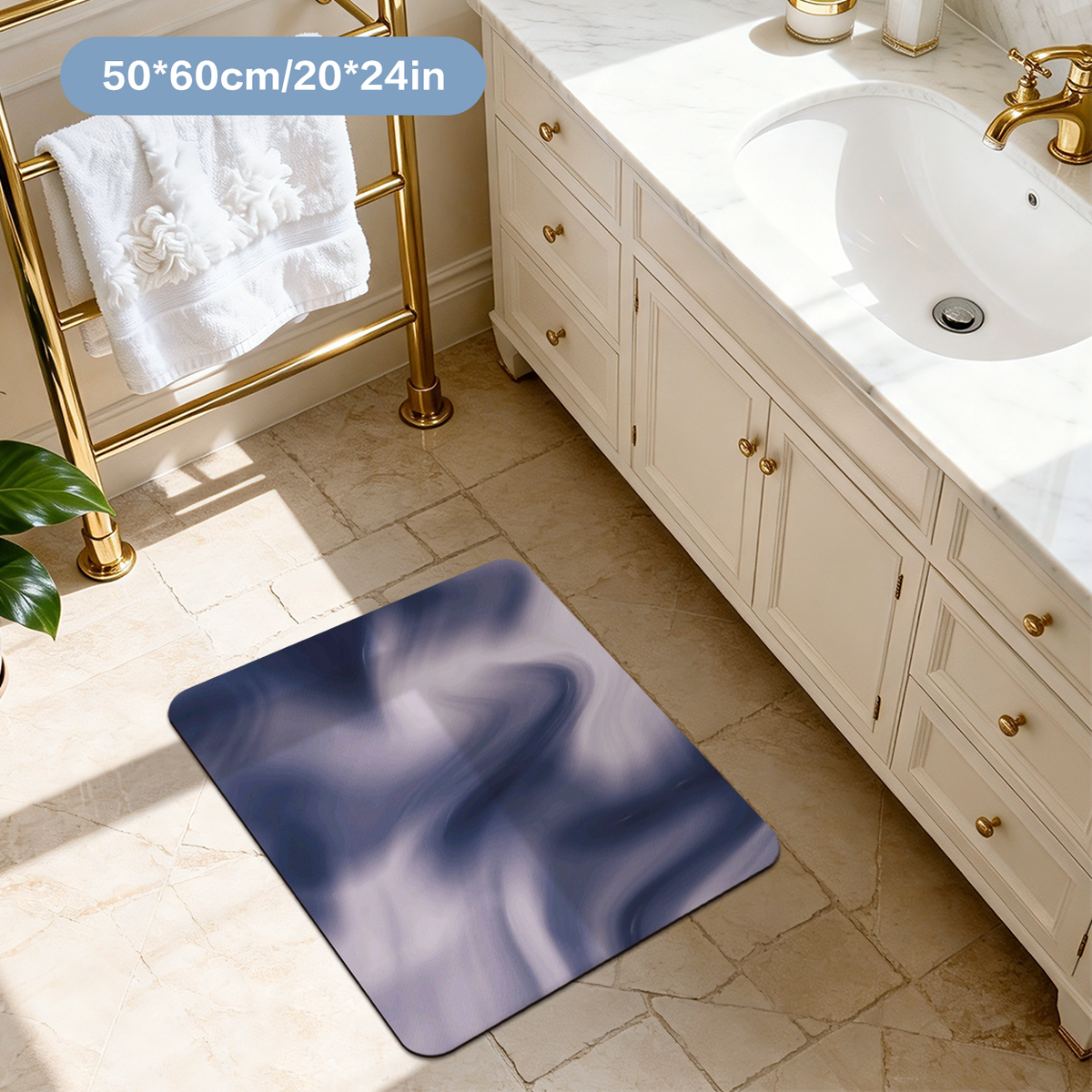 Polyester Bath Mat Durable Fade Resistant Easy Care Mat