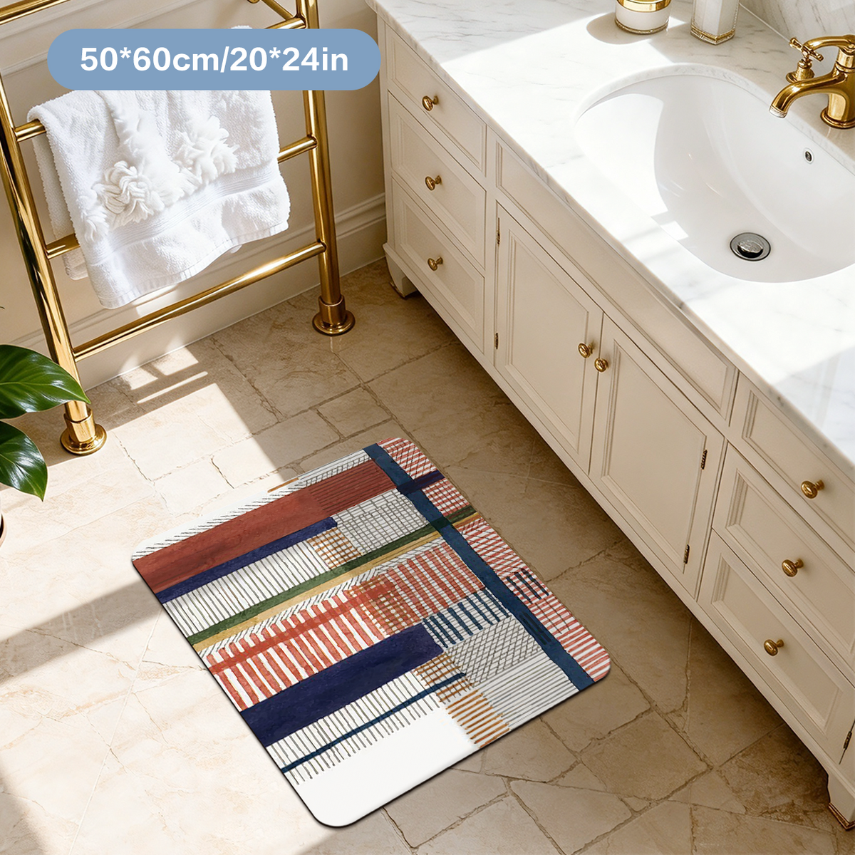 Super Absorbent Bath Mat Quick Dry Microfiber Bathroom Floor Mat