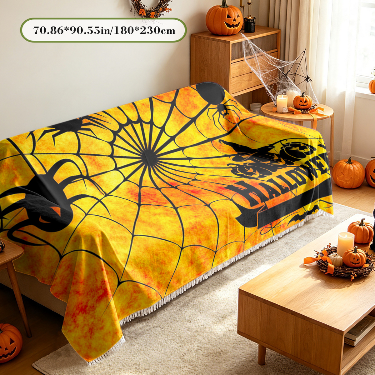 Halloween Orange Black Sofa Cover Classic Halloween Colors Couch Slipcover