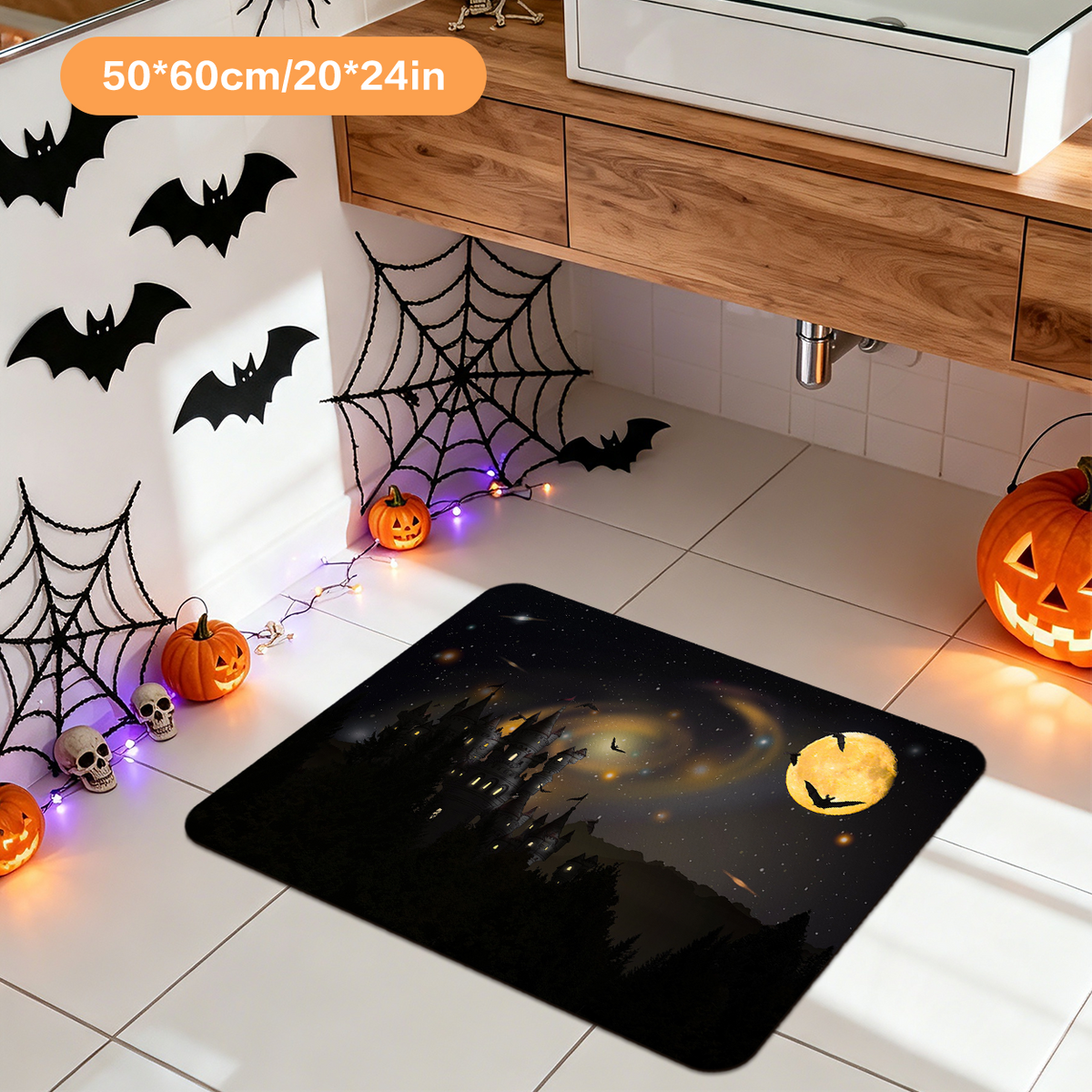 Halloween Horror Element Bathroom Rug for Guest Bath