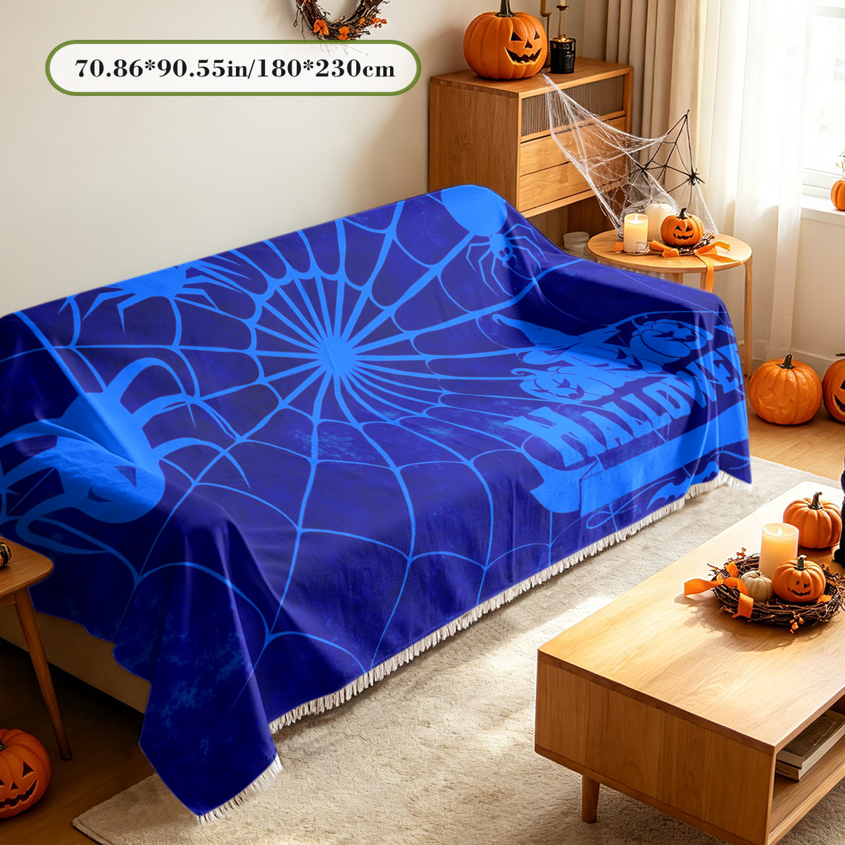 Stretch Halloween Sofa Cover Slipcover Elastic Fit Spooky Couch Cover