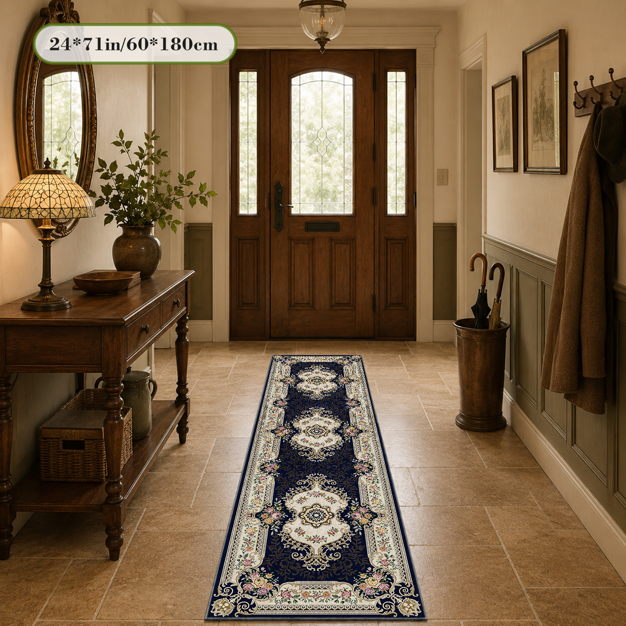 Chinese Imperial Style  Runner Rug Non Shed Woven Hallway Decor Carpet