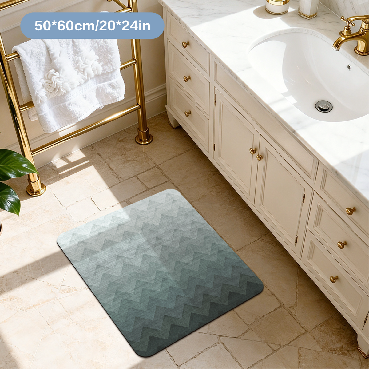 Non Slip Bath Mat Rubber Backing Grip Safety Bathroom Floor Mat