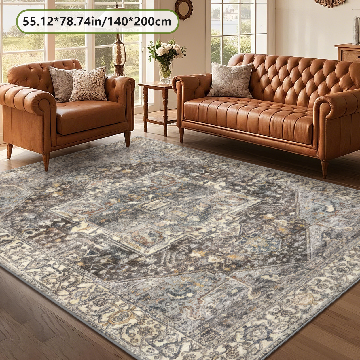 Living Room Rug Pet Safe Low Pile Decor Carpet