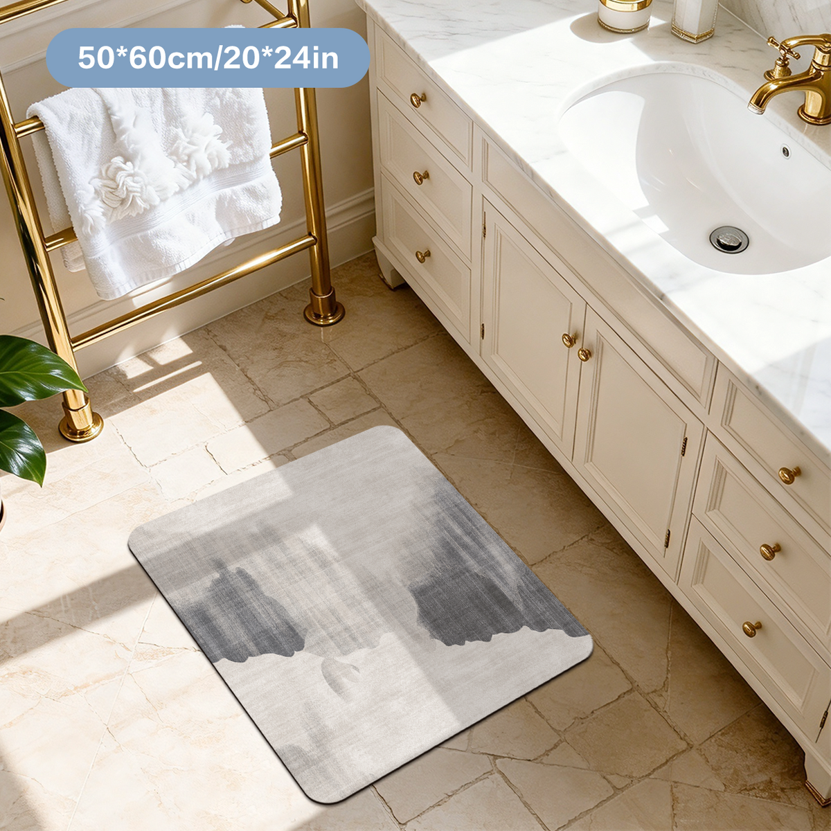 Low Profile Thin Bath Mat Door Friendly Slim Bathroom Floor Mat