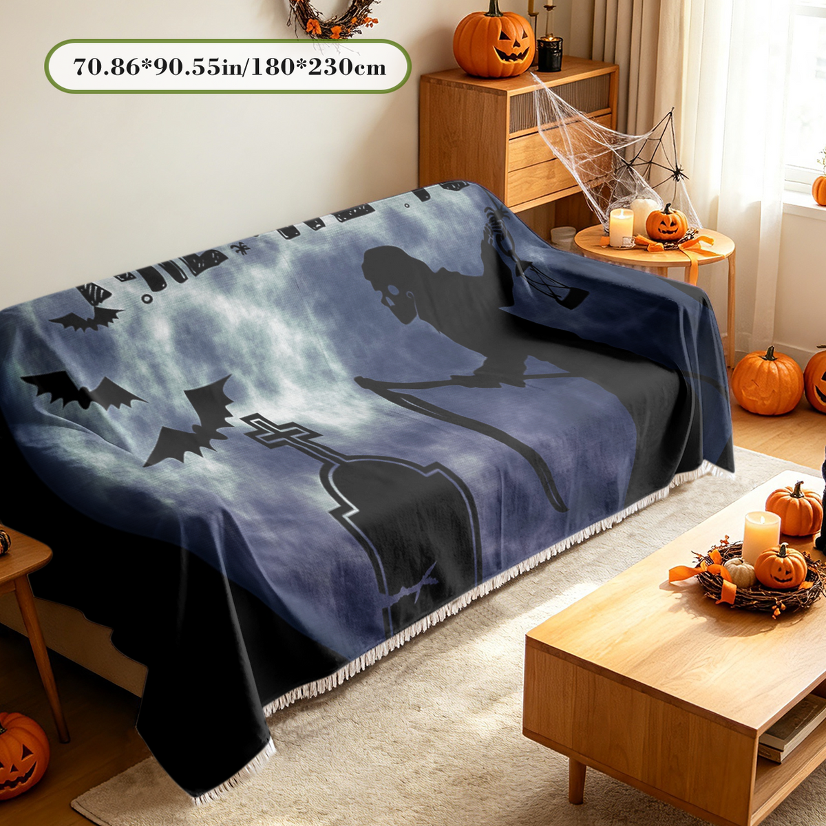 Halloween Bat Sofa Cover Flying Bats Night Sky Couch Slipcover Protector