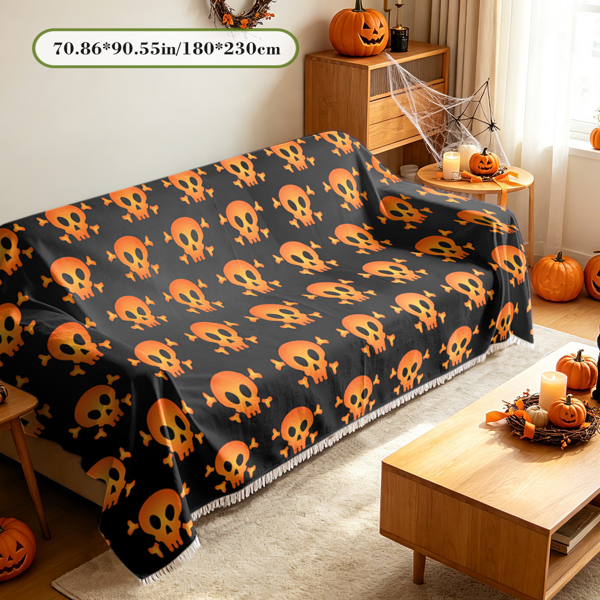 Stretch Full Cover Halloween Sofa Cover Slipcover Elastic Fit Spooky Couch Cover