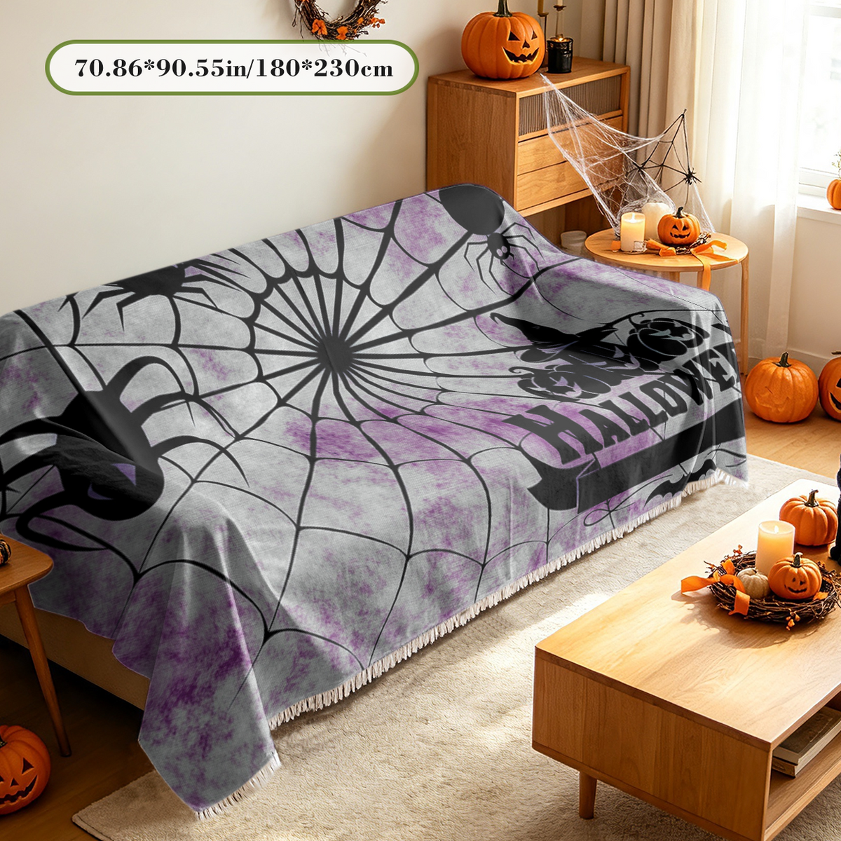 Halloween Spider Web Sofa Cover Cobweb Creepy Spooky Couch Slipcover