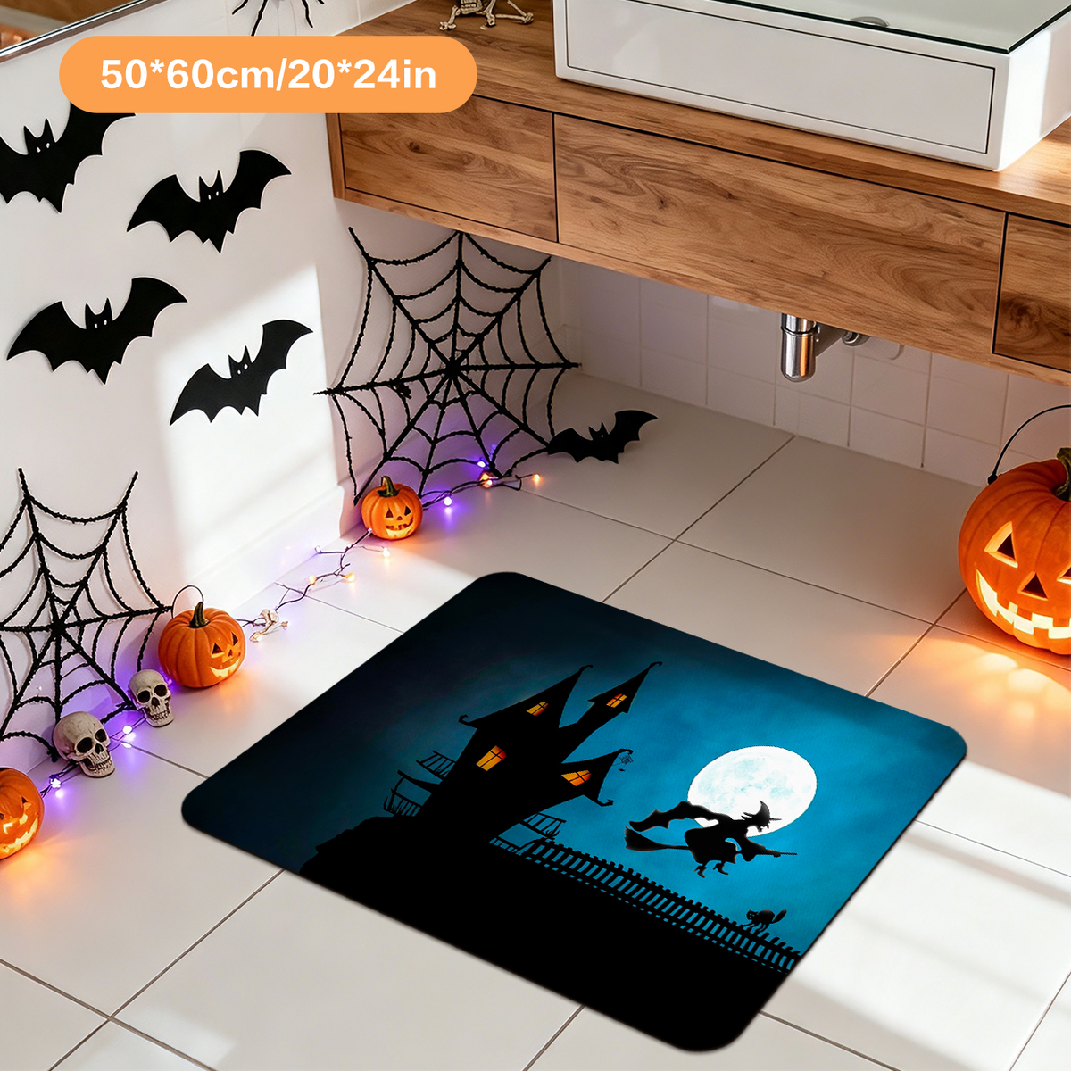 Creepy Witch Halloween Bathroom Rug Decor