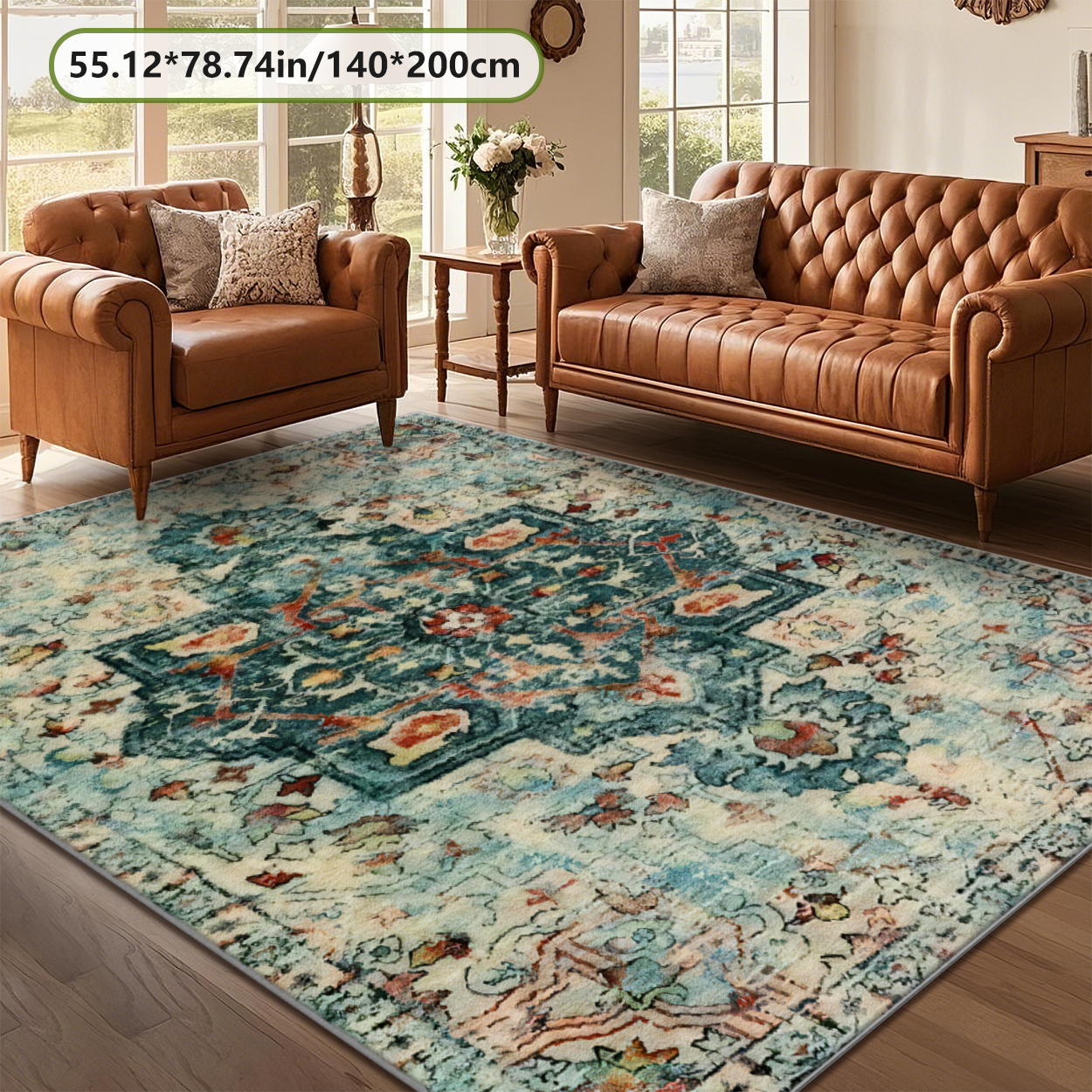 Modern Living Room Rug Shiny Easy Clean Carpet