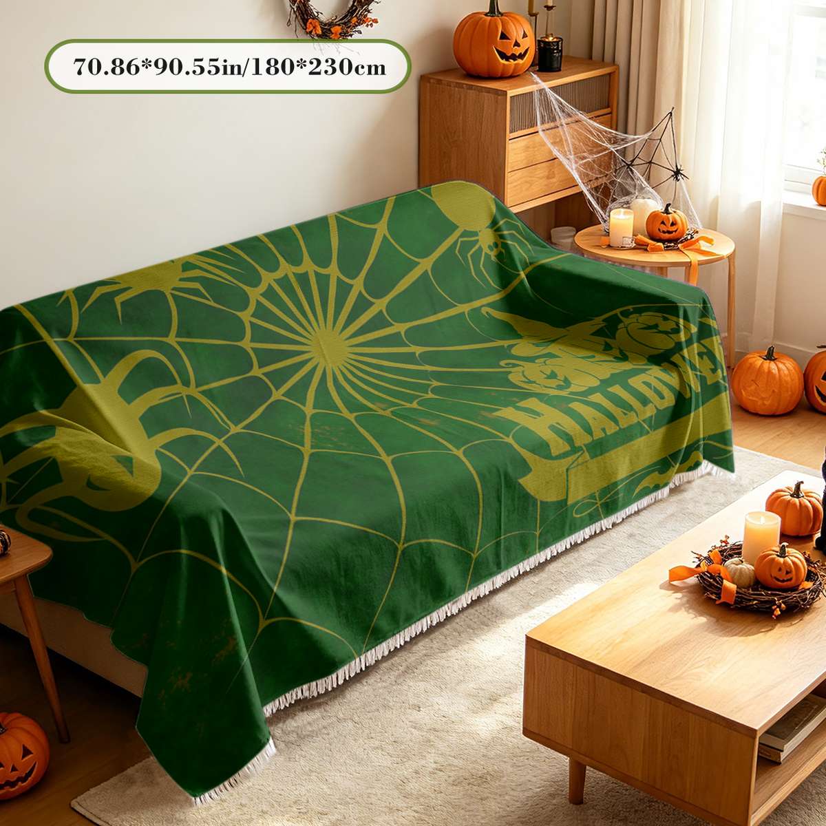 Custom Halloween Sofa Cover Personalized Spooky Design Couch Slipcover