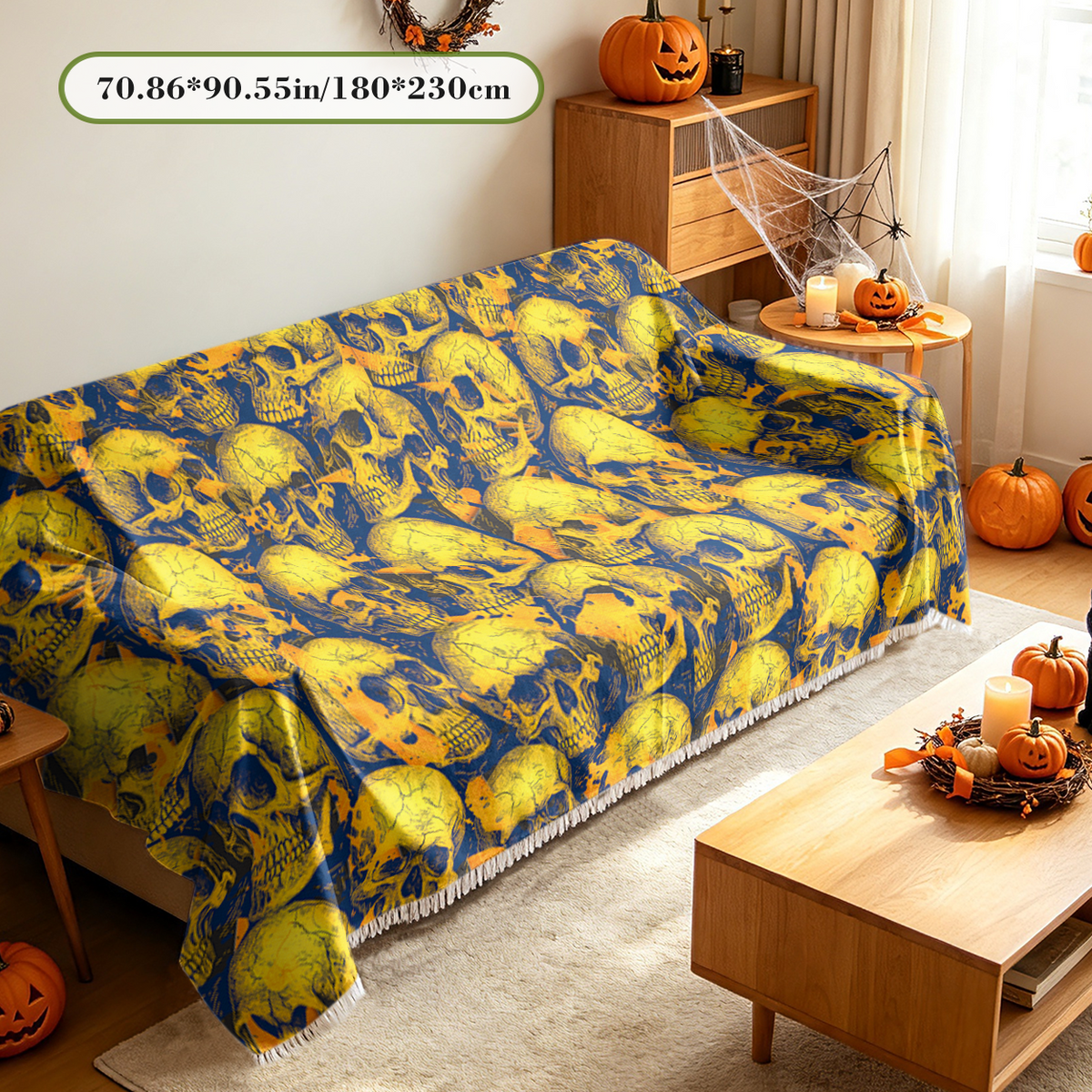 Skull Collection Halloween Sofa Cover Vintage Skull Set Gothic Couch Cover