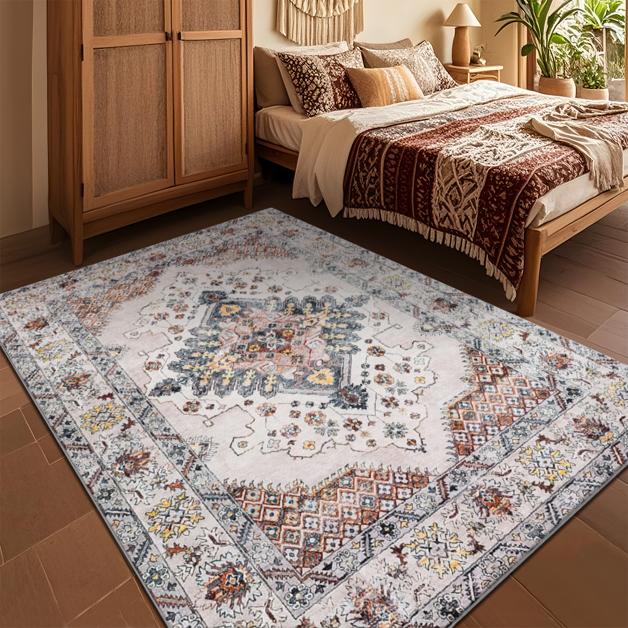 Reversible Living Room Rug Dual Sided Washable Family Floor Carpet