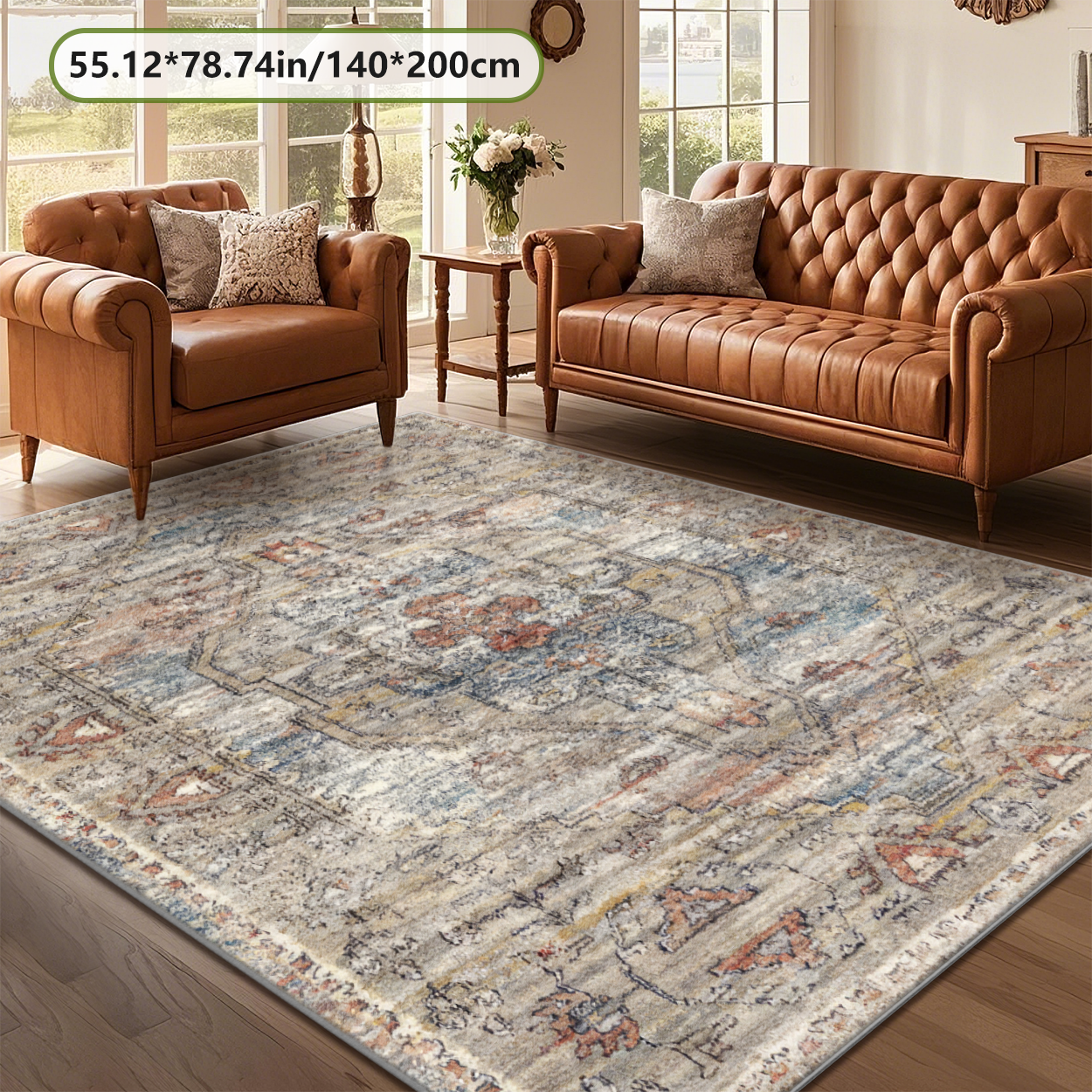 Thin Flat Weave Multi Neutral Living Room Rug Door Friendly Under Sofa Carpet