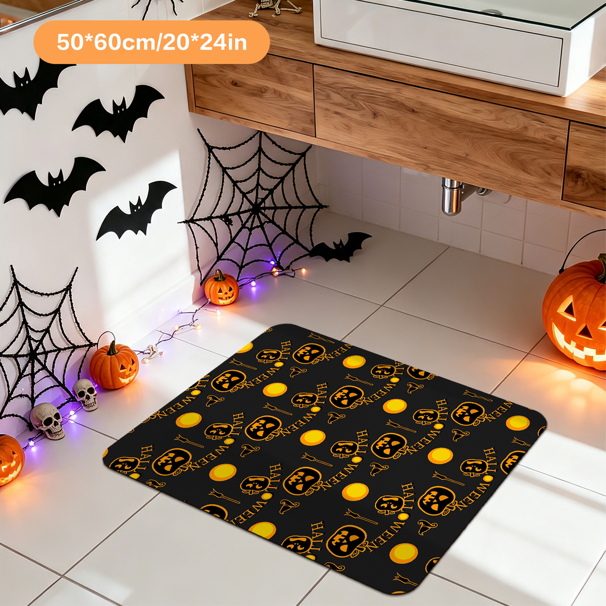 Fun Halloween Cartoon Bath Mat for Bathroom