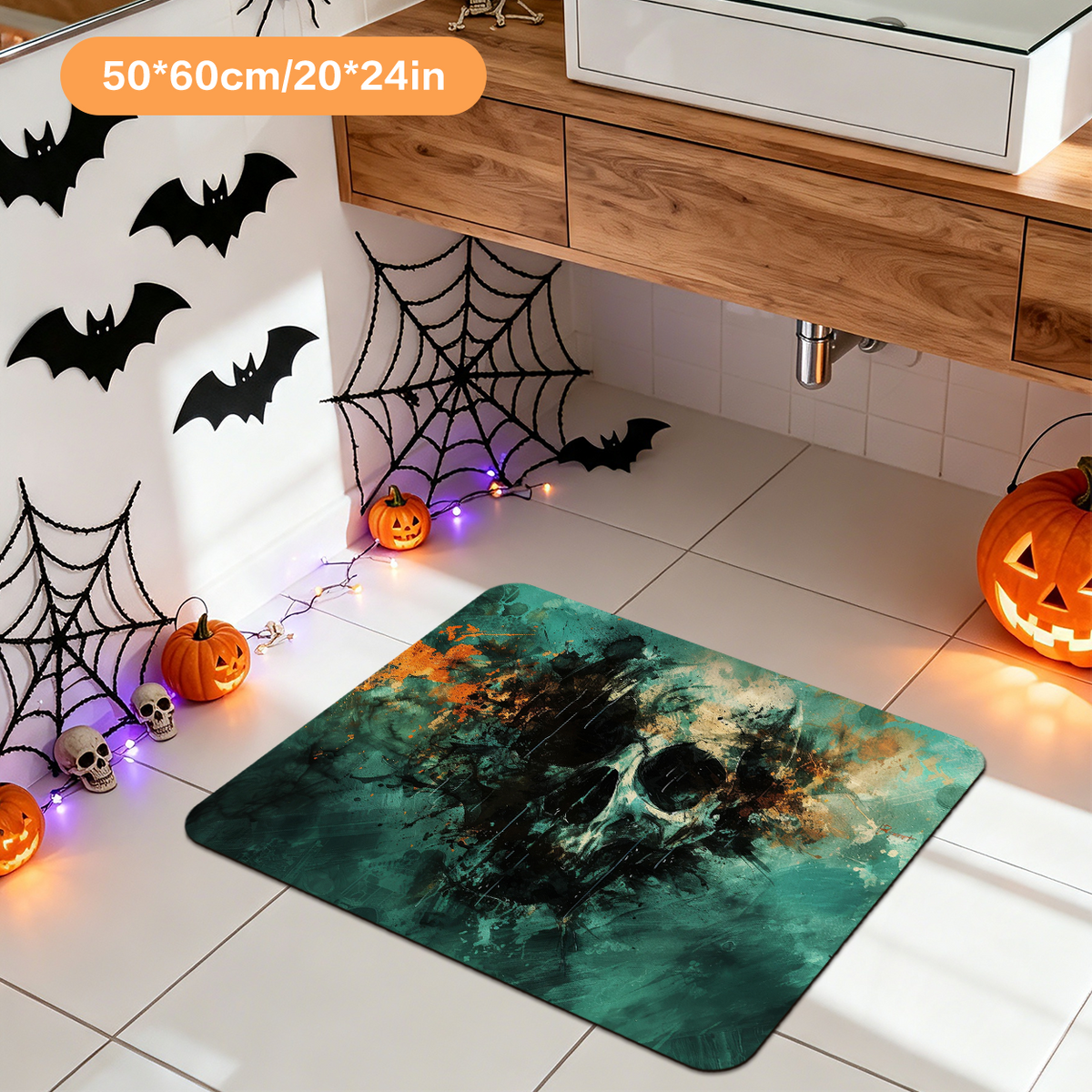 Halloween Bathroom Rug for Spooky Home Decor	Refresh your bathroom with this festive