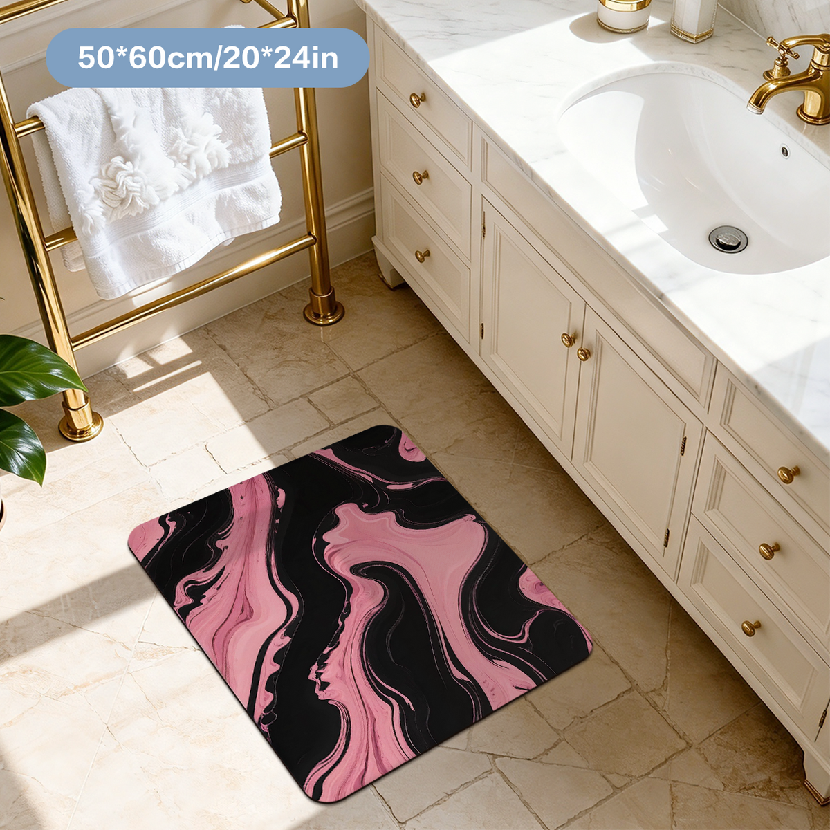 Modern Minimalist Bath Mat Solid Color Sleek Bathroom Floor Mat