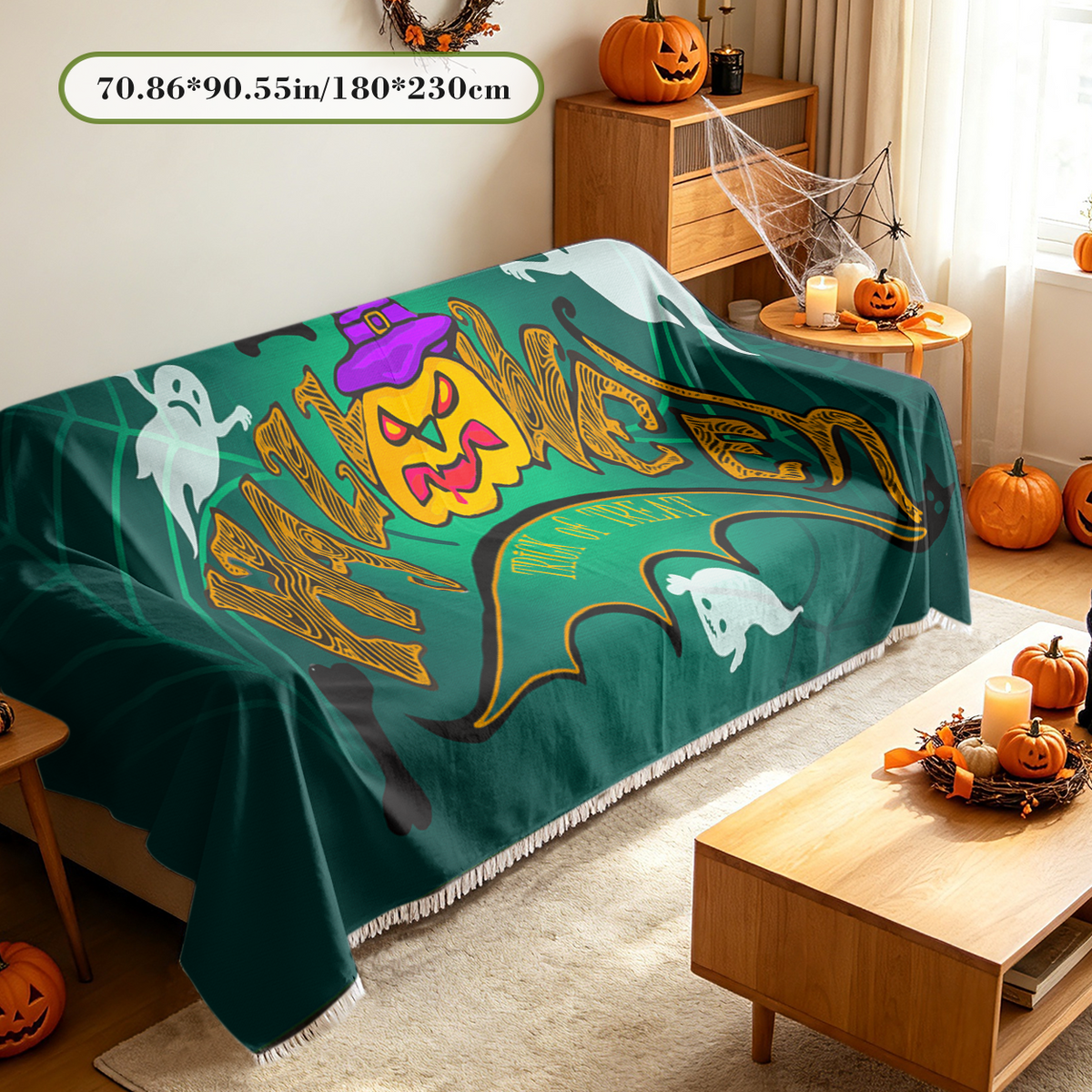 Vintage Poster Halloween Sofa Cover Retro Classic Horror Movie Couch Cover