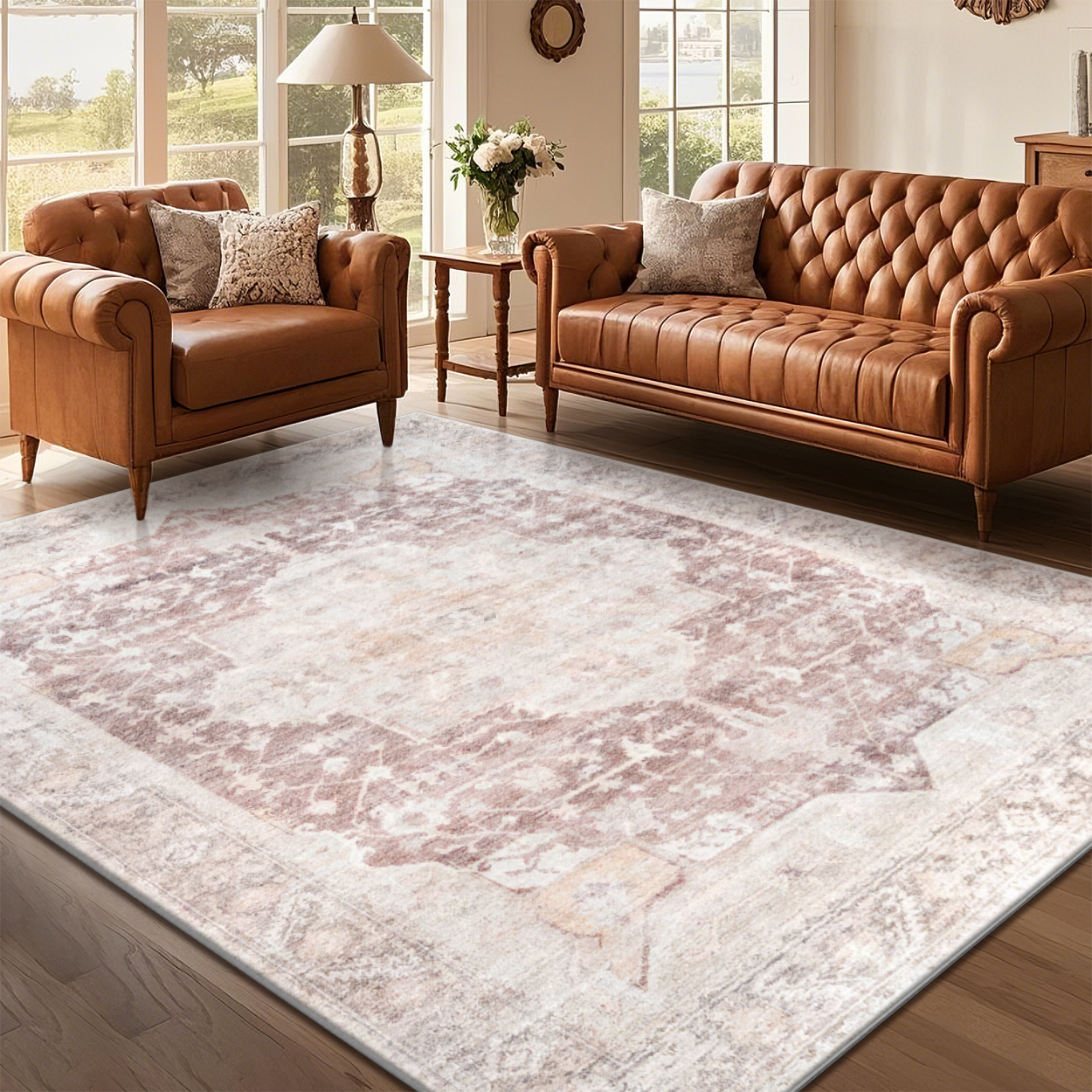 Farmhouse Living Room Rug Foldable Easy Storage Carpet