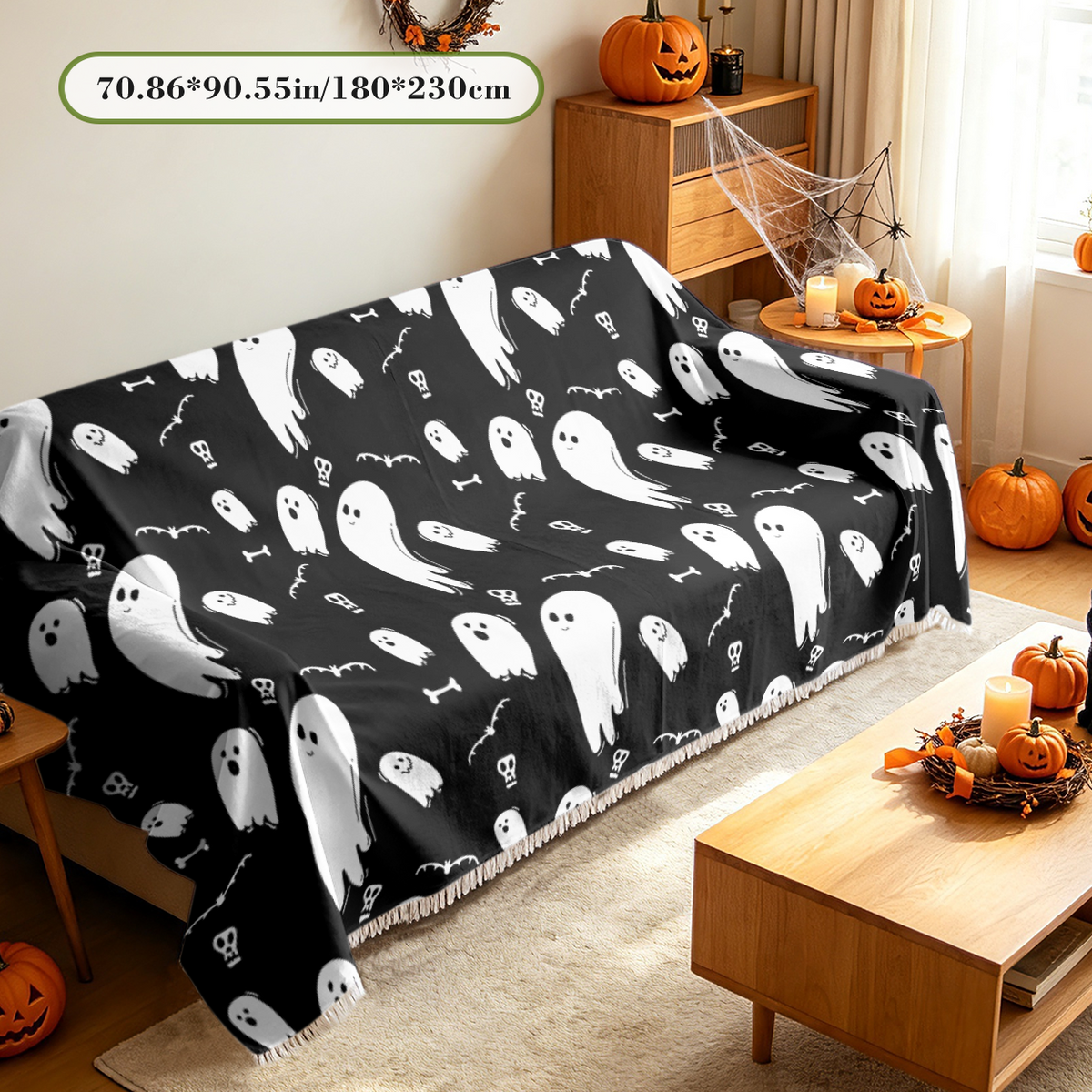 Halloween Ghost Sofa Cover Cute Spooky Ghost Boo Couch Slipcover Decor