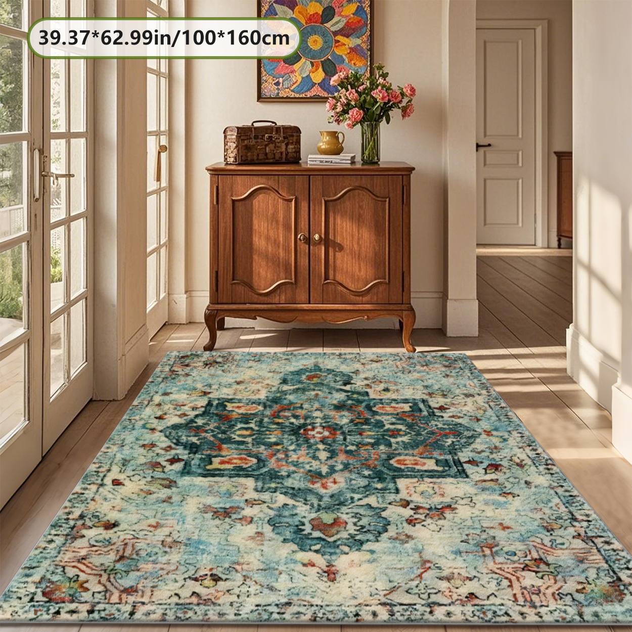 Modern Living Room Rug Shiny Easy Clean Carpet